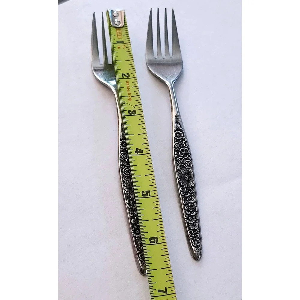 VTG Interpur Jardinera Stainless Salad Forks Black Accent Flatware set of 2 MCM